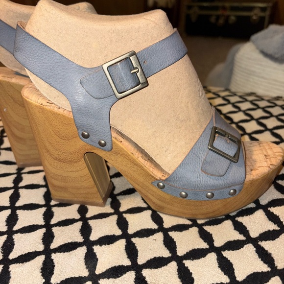 Blue Leather Platform Sandals KORK’s - Picture 3 of 4